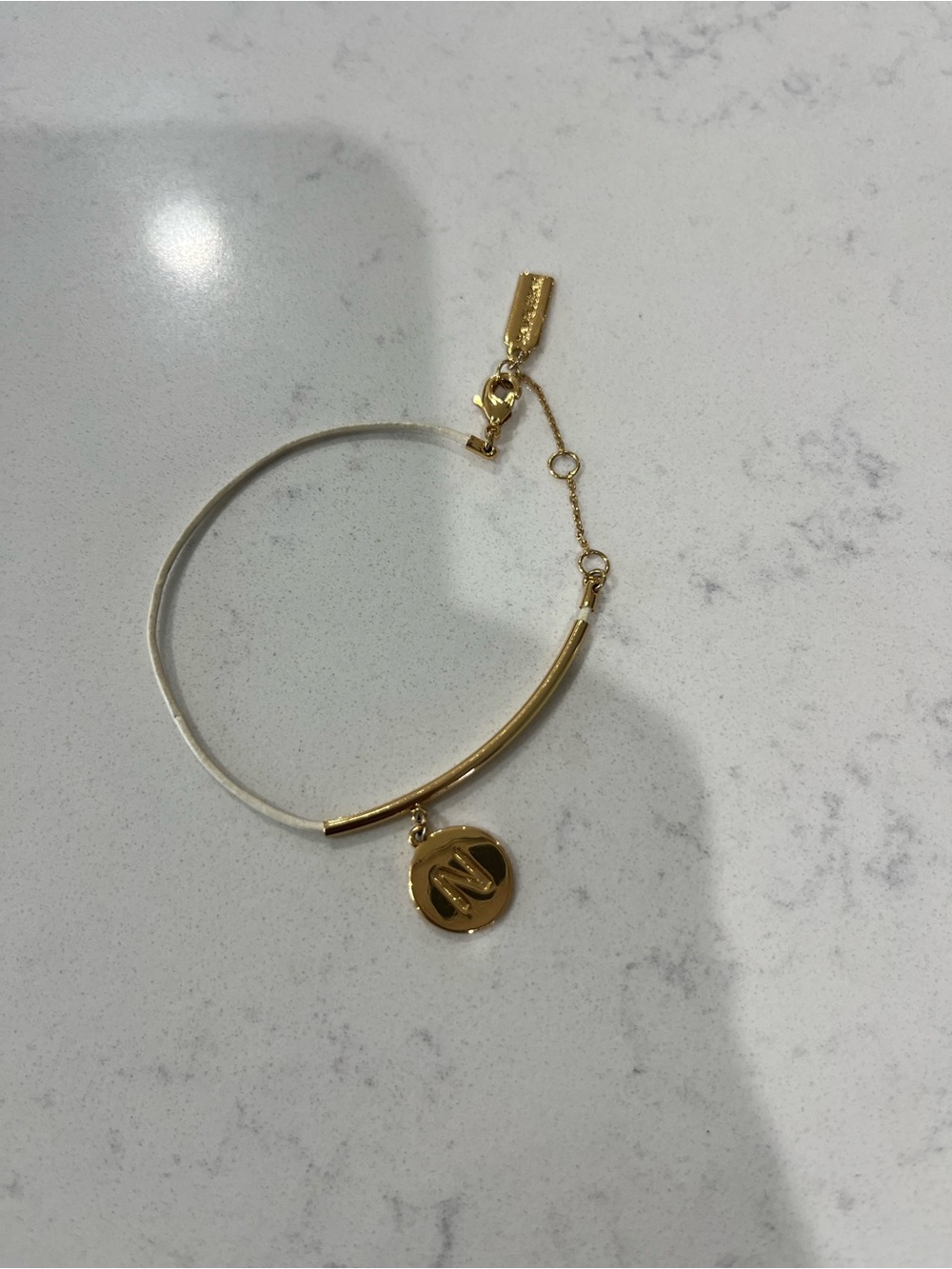 Gold-Tone Initial N Charm Bracelet for Women
